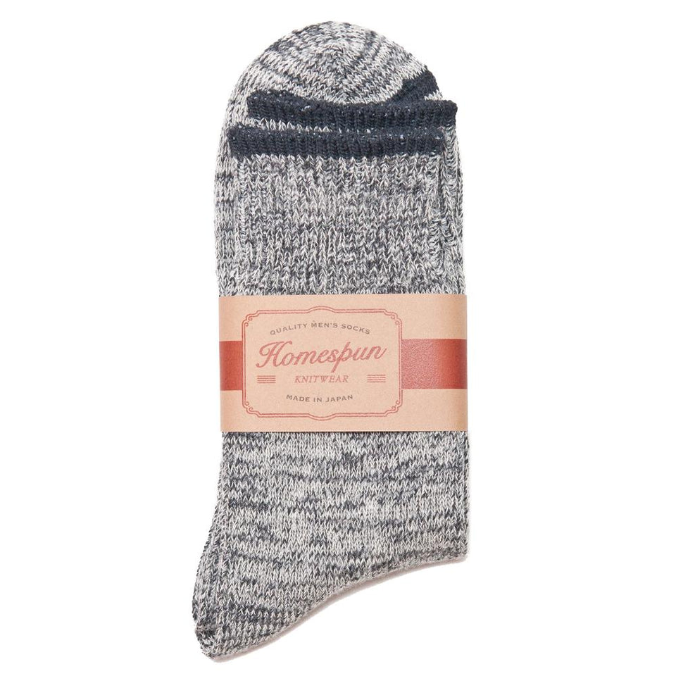 Homespun Top Stripe Sock Grey at shoplostfound, front