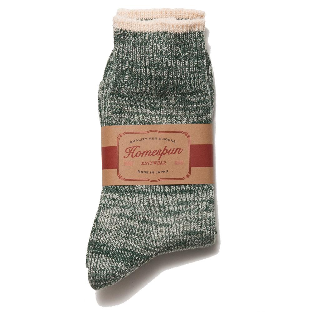 Homespun Top Stripe Sock Spruce at shoplostfound, front