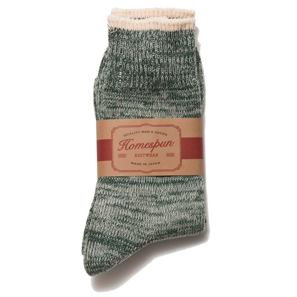 Homespun Top Stripe Sock Spruce at shoplostfound, packaged