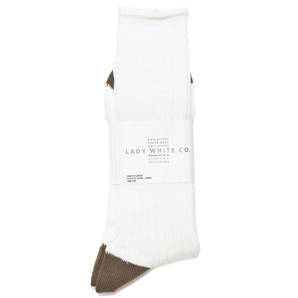 Lady White Co. Natural/Olive Socks at shoplostfound, front