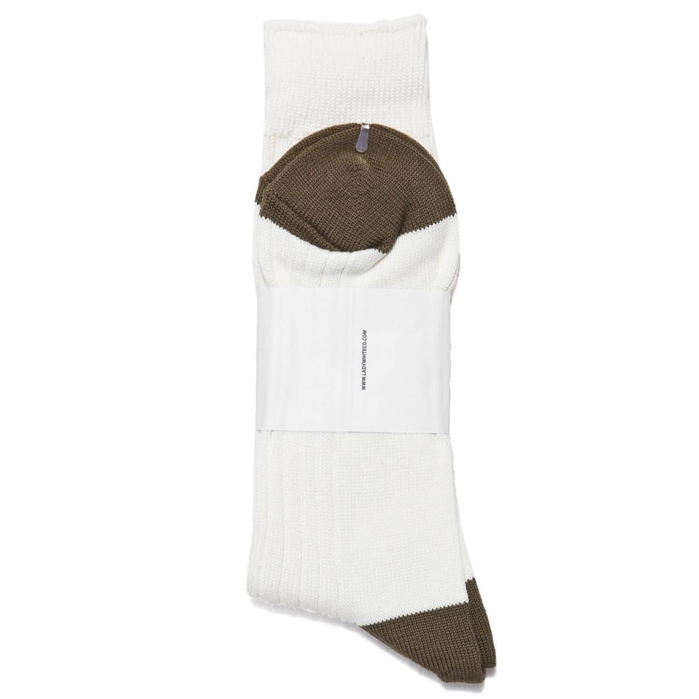 Lady White Co. Natural/Olive Socks at shoplostfound, back