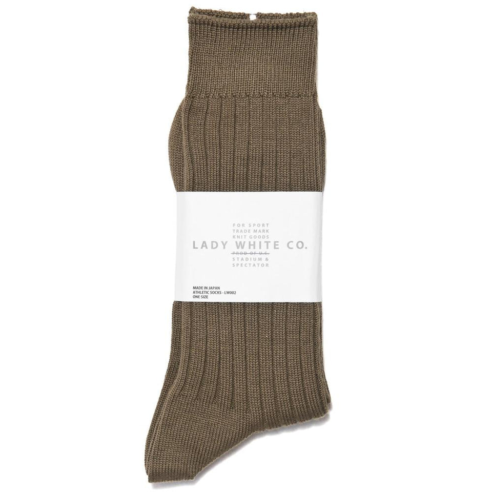 Lady White Co. Olive Socks at shoplostfound, front