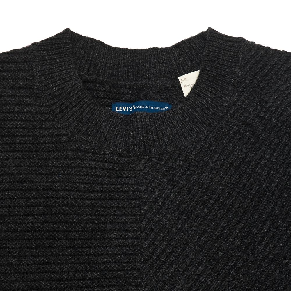 Levi's Made & Crafted Pieced Sweater Caviar at shoplostfound, neck