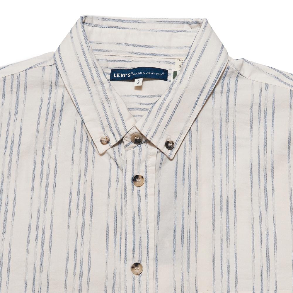 Levi's Made & Crafted Standard Shirt Ikat White/Blue at shoplostfound, neck