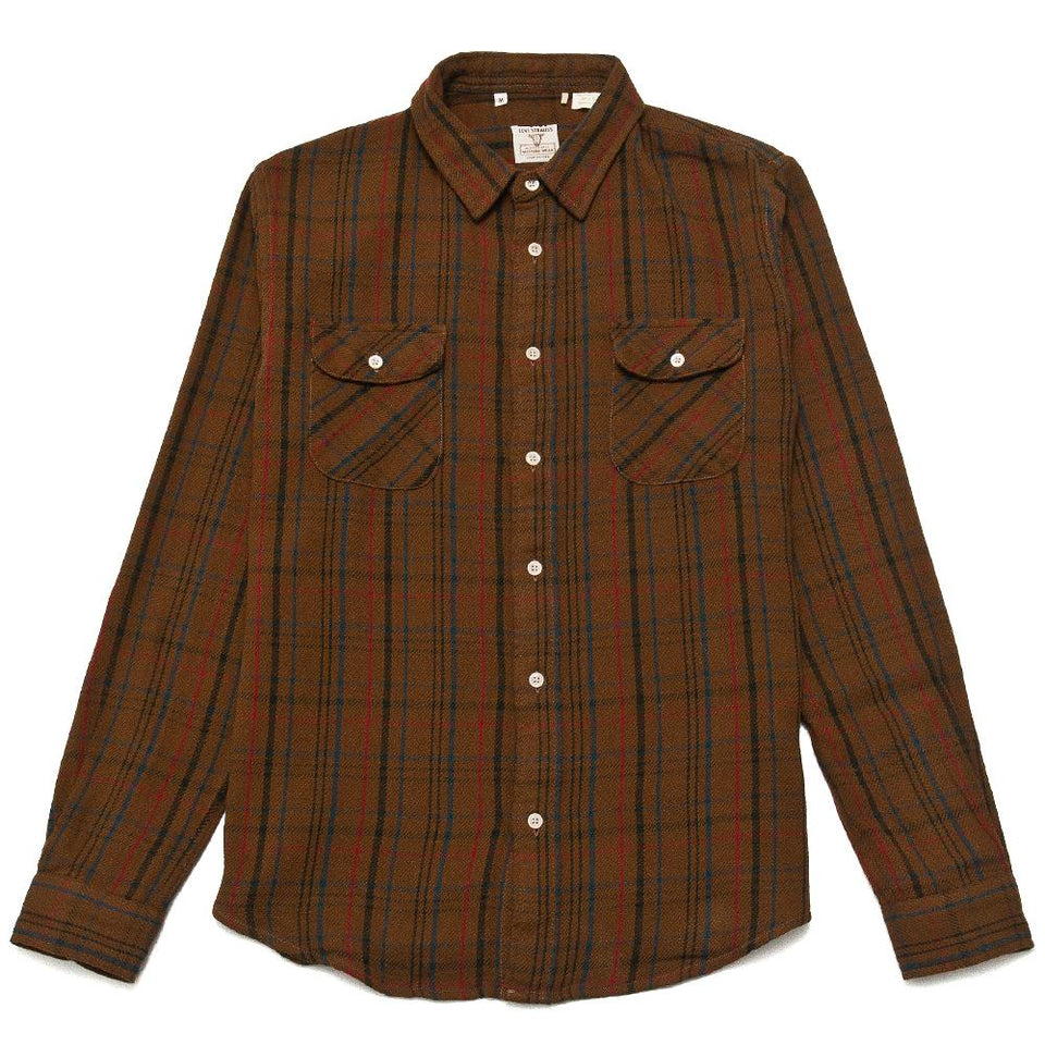 Levi's Vintage Clothing 1950s Shorthorn Shirt Coffee Brown at shoplostfound, front