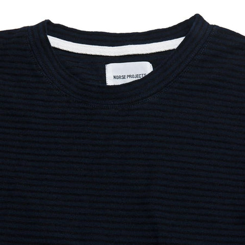 Norse Projects Niels Cotton Linen Stripe Black at shoplostfound in Toronto, front