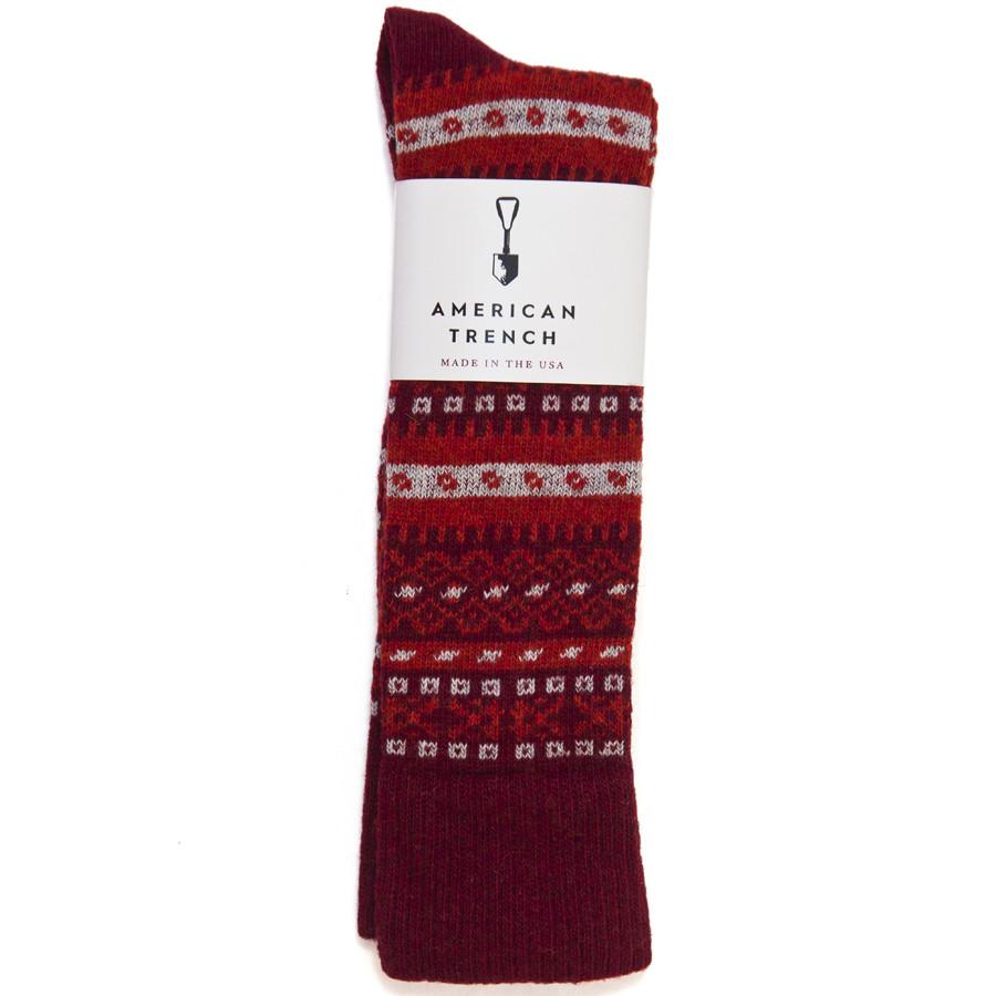 American Trench Fair Isle Black Cherry/Harvest/Grey Socks at shoplostfound in Toronto, folded