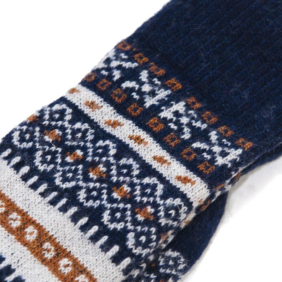 American Trench Fair Isle Dark Navy/White/Rust Socks at shoplostfound in Toronto, close up