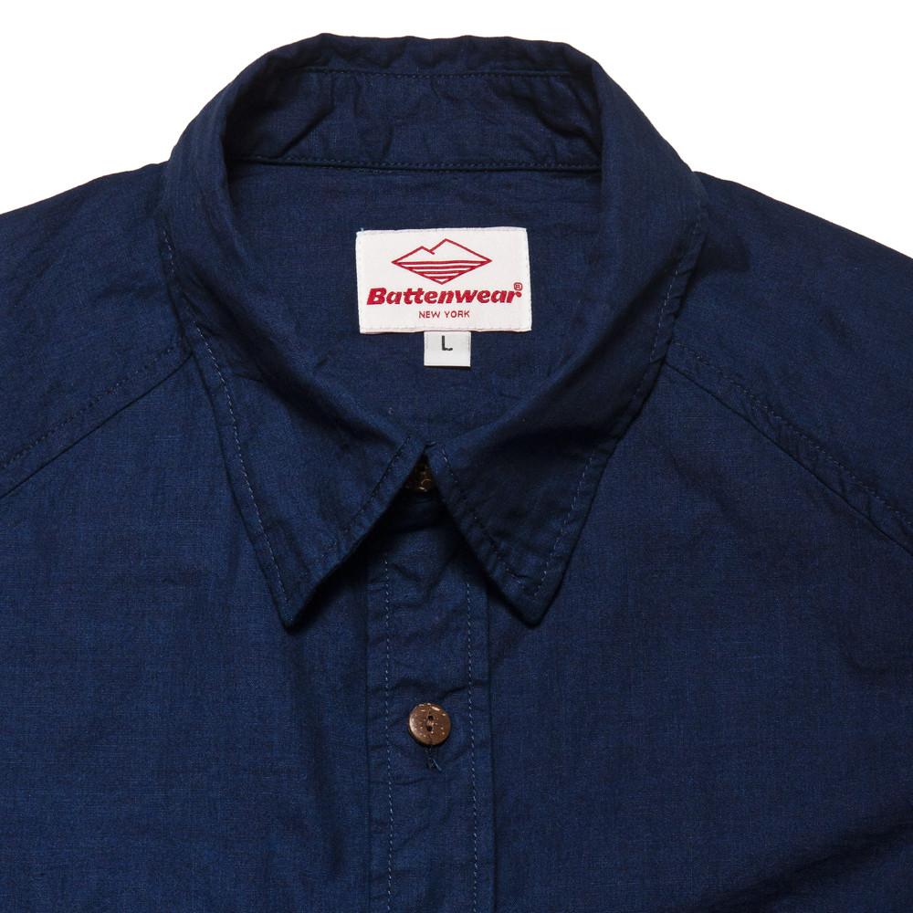 Battenwear Camp Shirt Deep Indigo at shoplostfound in Toronto, collar