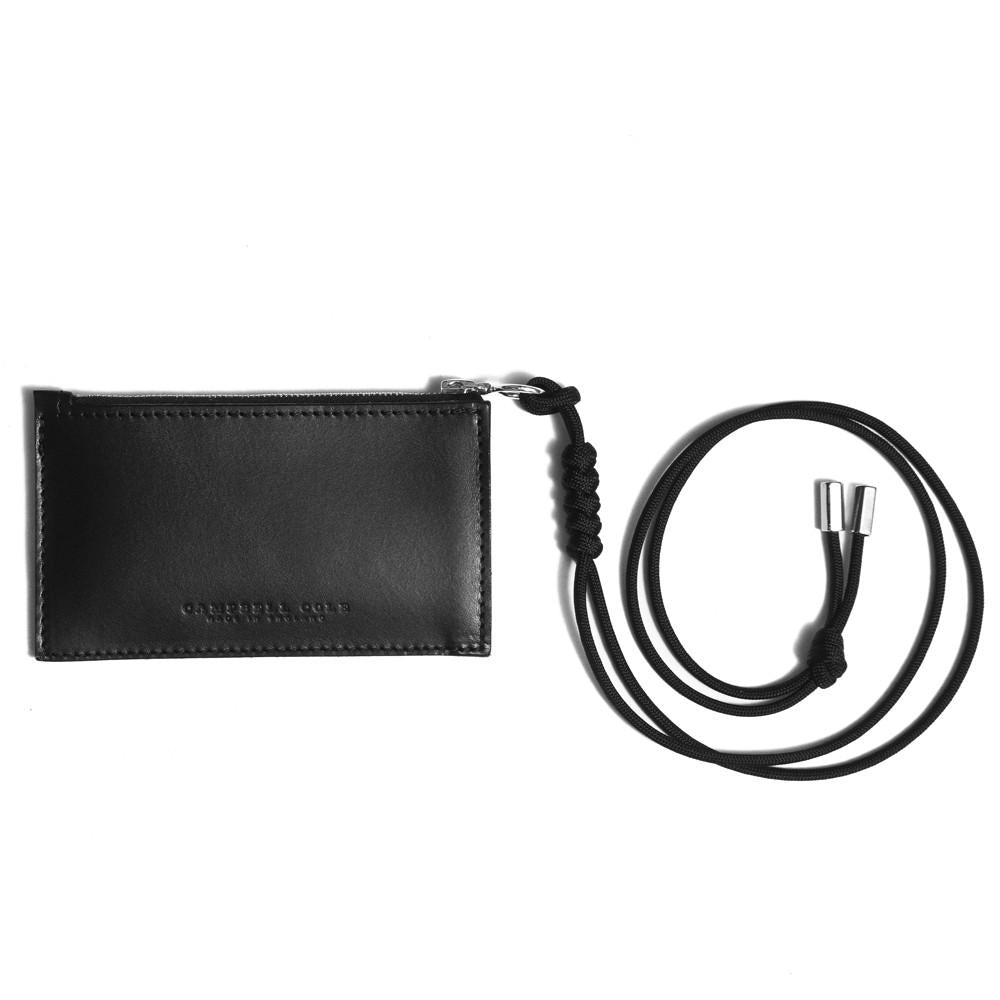 Campbell Cole Simple Coin Pouch Lanyard Black at shoplostfound in Toronto, rope attached