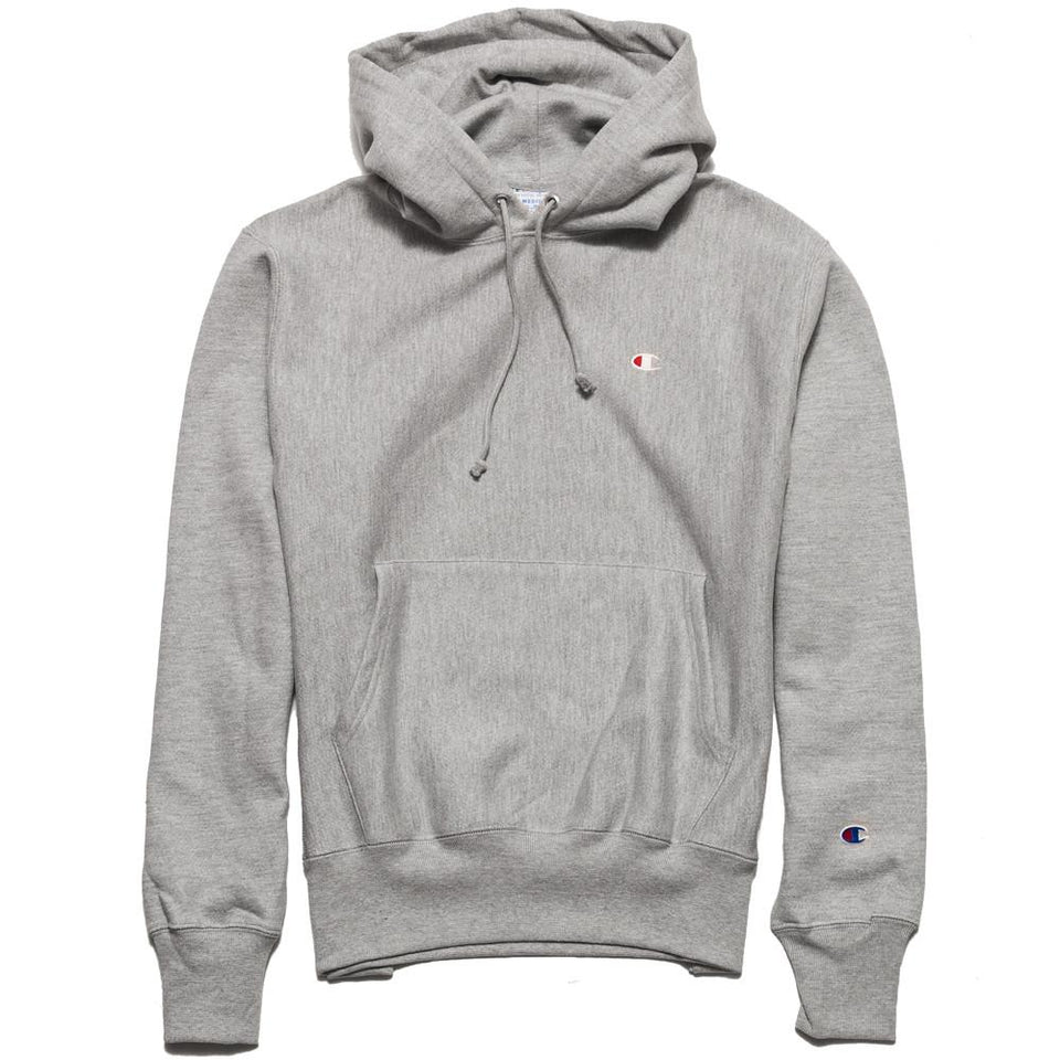 Champion Reverse Weave Pullover "C" Logo Hood Oxford Grey at shoplostfound, front