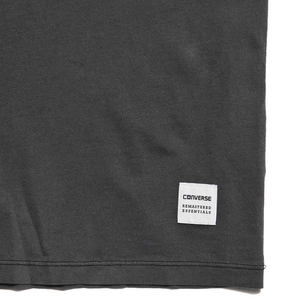 The Converse Essentials Fragment Tee collaboration at shoplostfound in Toronto, hem with patch