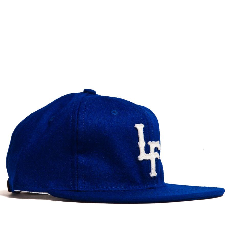 Ebbets Field Flannels L&F Royal Blue Wool 6 Panel with Brown Leather