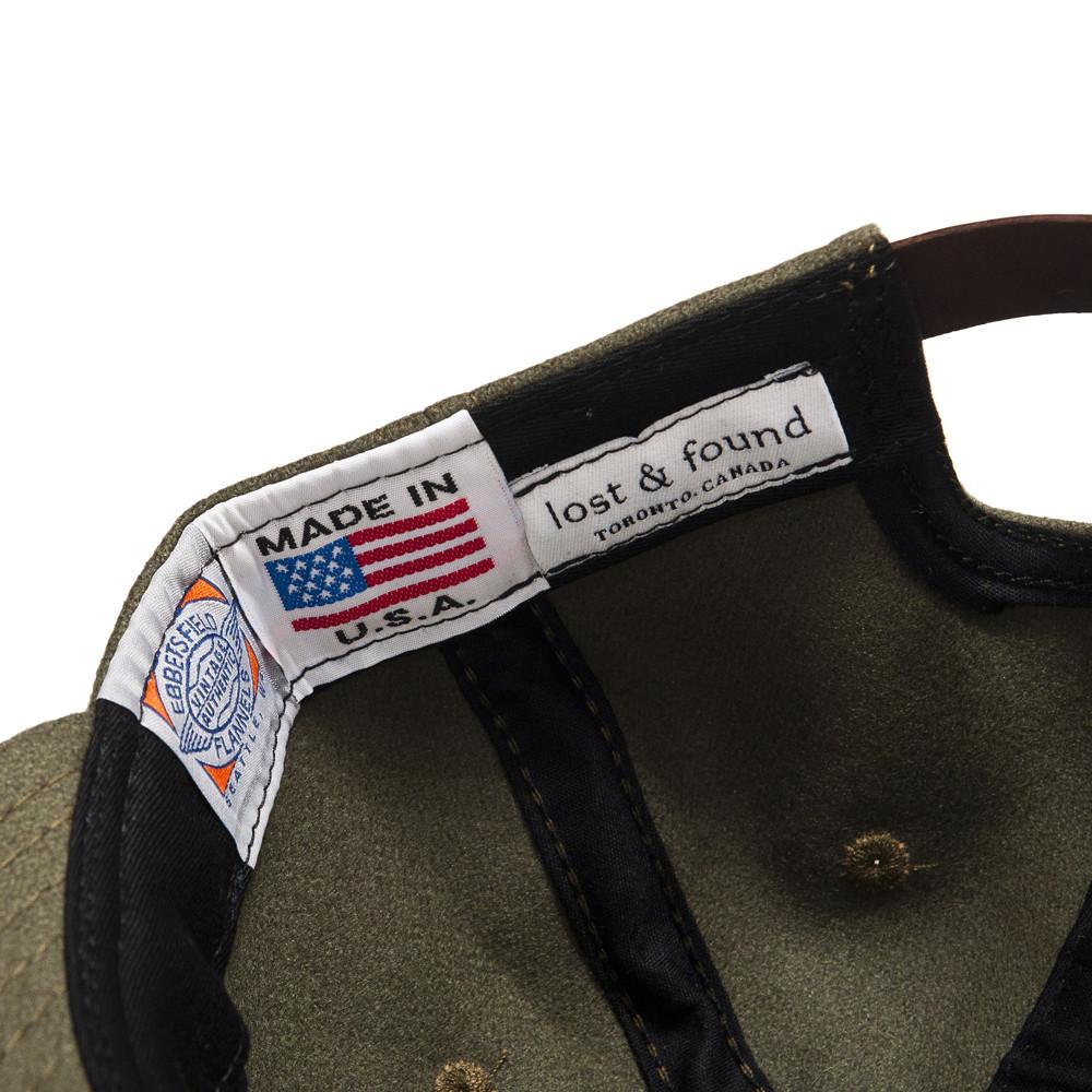 Ebbets Field Flannels Olive Wool 6 Panel with Brown Leather Strap