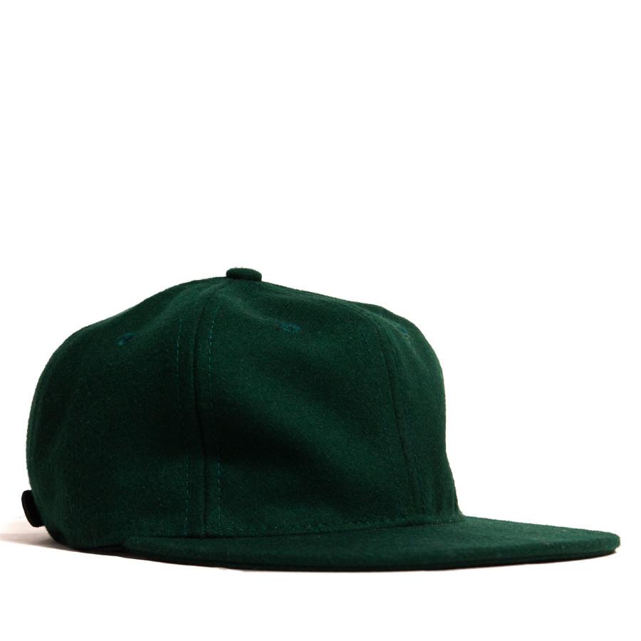 Ebbets Field Flannels Forest Green Wool 6 Panel with Black Leather Strap