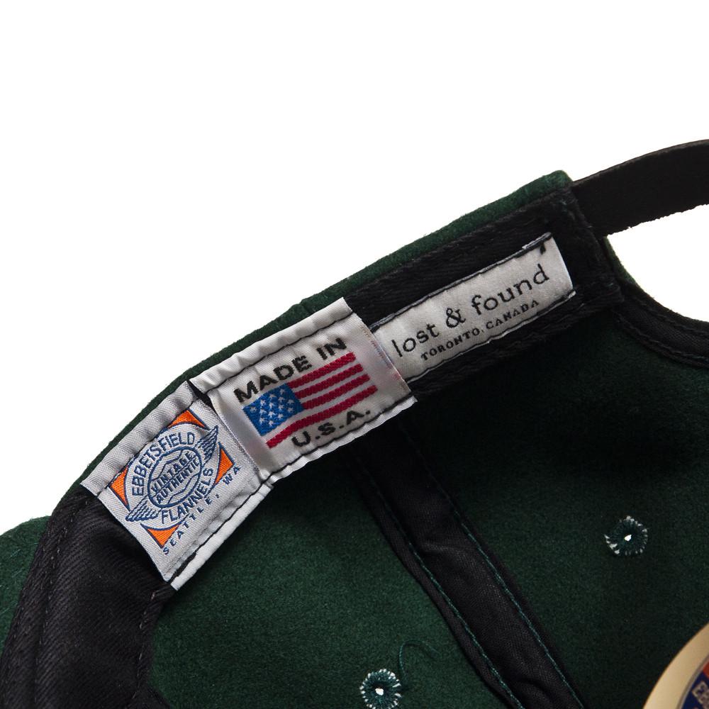 Ebbets Field Flannels Forest Green Wool 6 Panel with Black Leather Strap