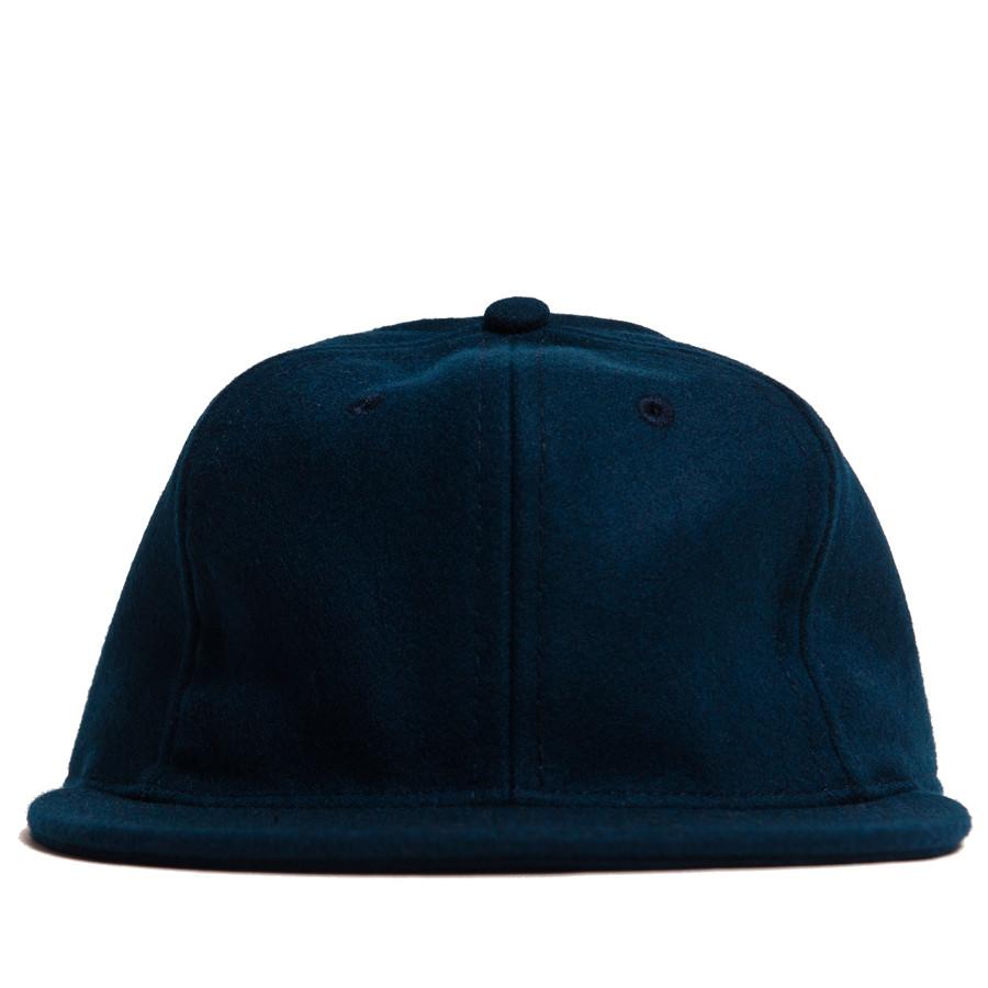 Ebbets Field Flannels Navy Wool 6 Panel with Black Leather Strap