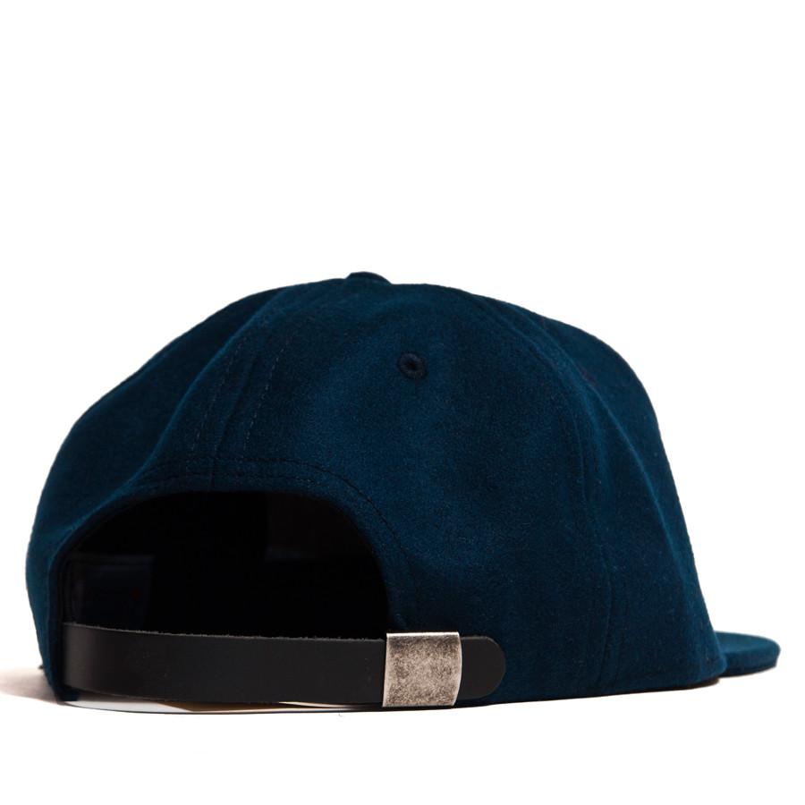 Ebbets Field Flannels Navy Wool 6 Panel with Black Leather Strap