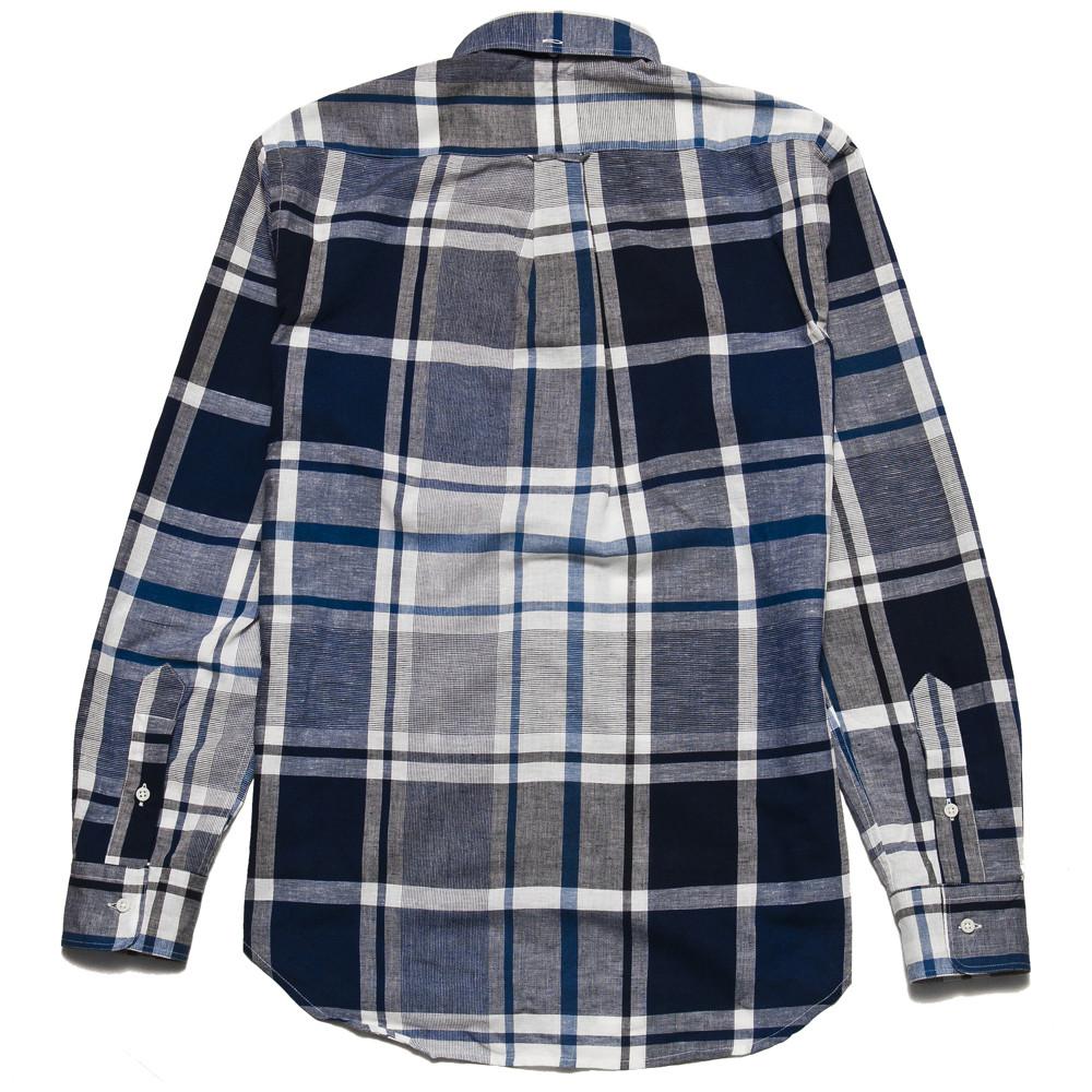 Gitman Vintage Bros. Blue And White Big Madras Check Shirt at shoplostfound, back