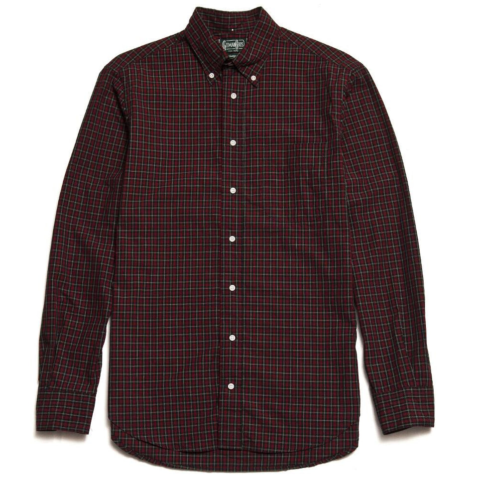 Gitman Vintage Bros. Long Sleeve Archive Mini Tartan Shirt Burgundy