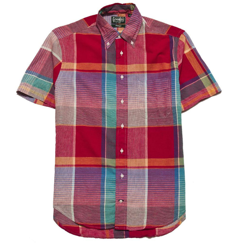 Gitman Vintage Bros. Pink Big Madras Check Short Sleeve Shirt