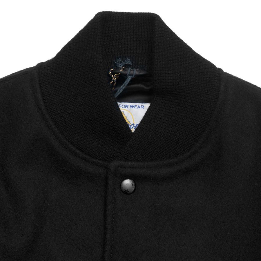 Golden Bear Black Melton Wool Black Leather Varsity Jacket