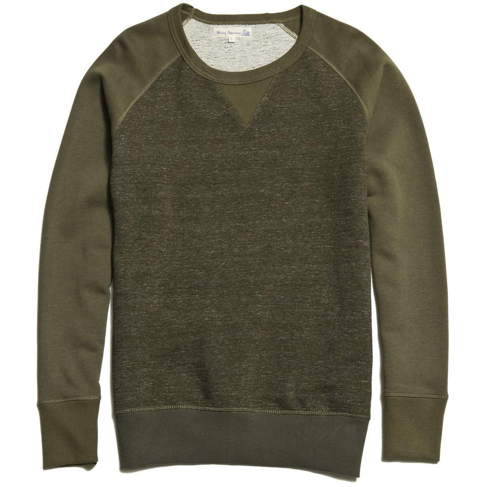 Merz B. Schwanen 342 Fleece 3-Thread Raglan Crewneck Sweatshirt Forest Melange/Army