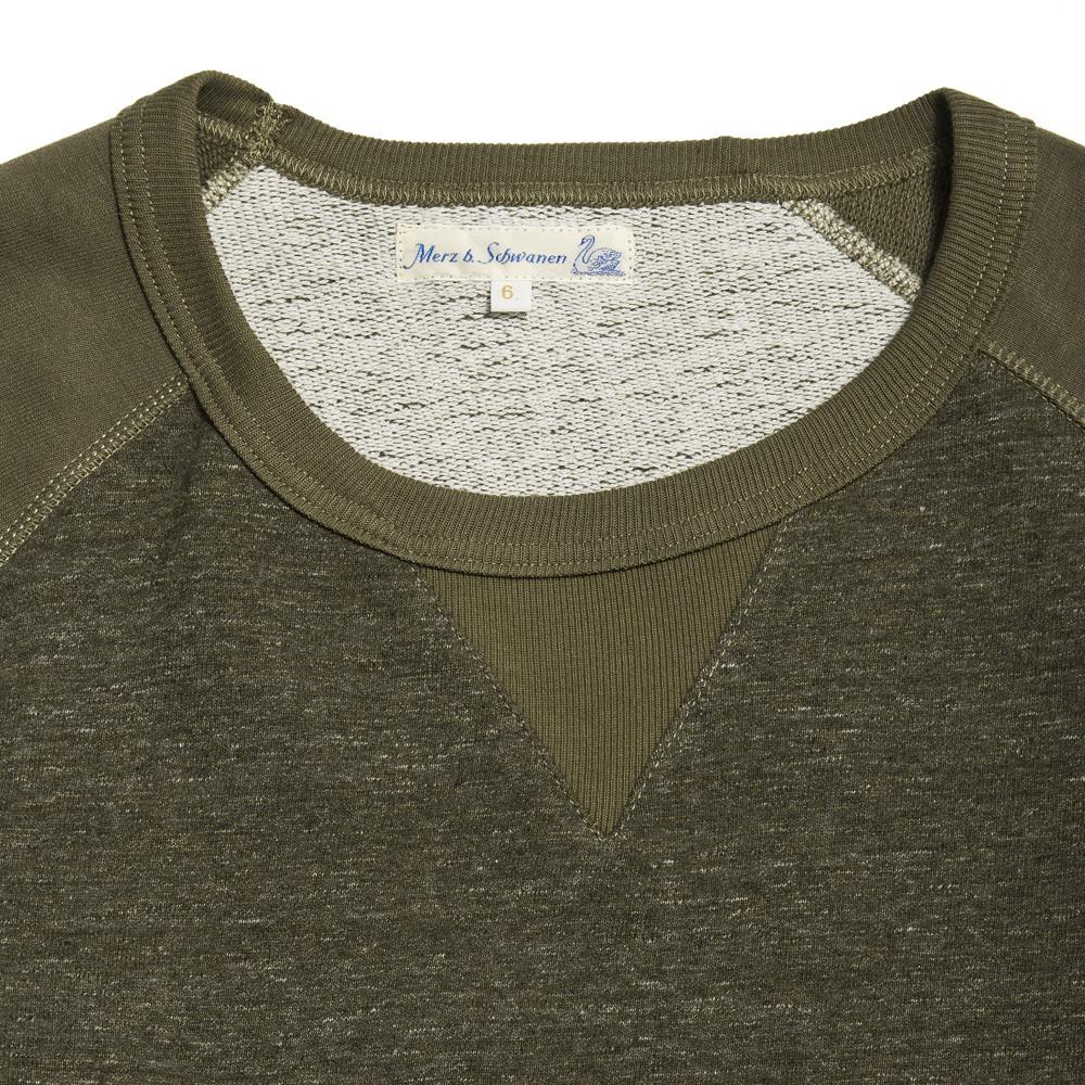 Merz B. Schwanen 342 Fleece 3-Thread Raglan Crewneck Sweatshirt Forest Melange/Army