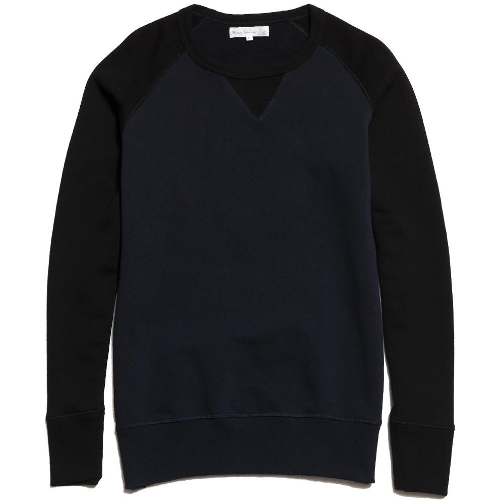 Merz B. Schwanen 342 Fleece 3-Thread Raglan Crewneck Sweatshirt Navy/Black