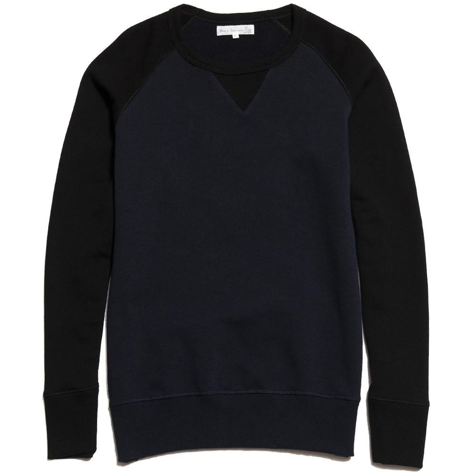 Merz B. Schwanen 342 Fleece 3-Thread Raglan Crewneck Sweatshirt Navy/Black