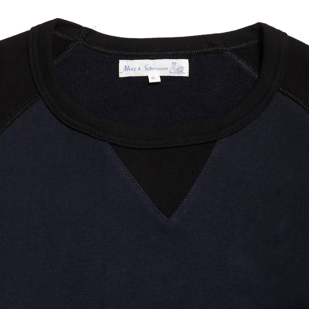 Merz B. Schwanen 342 Fleece 3-Thread Raglan Crewneck Sweatshirt Navy/Black