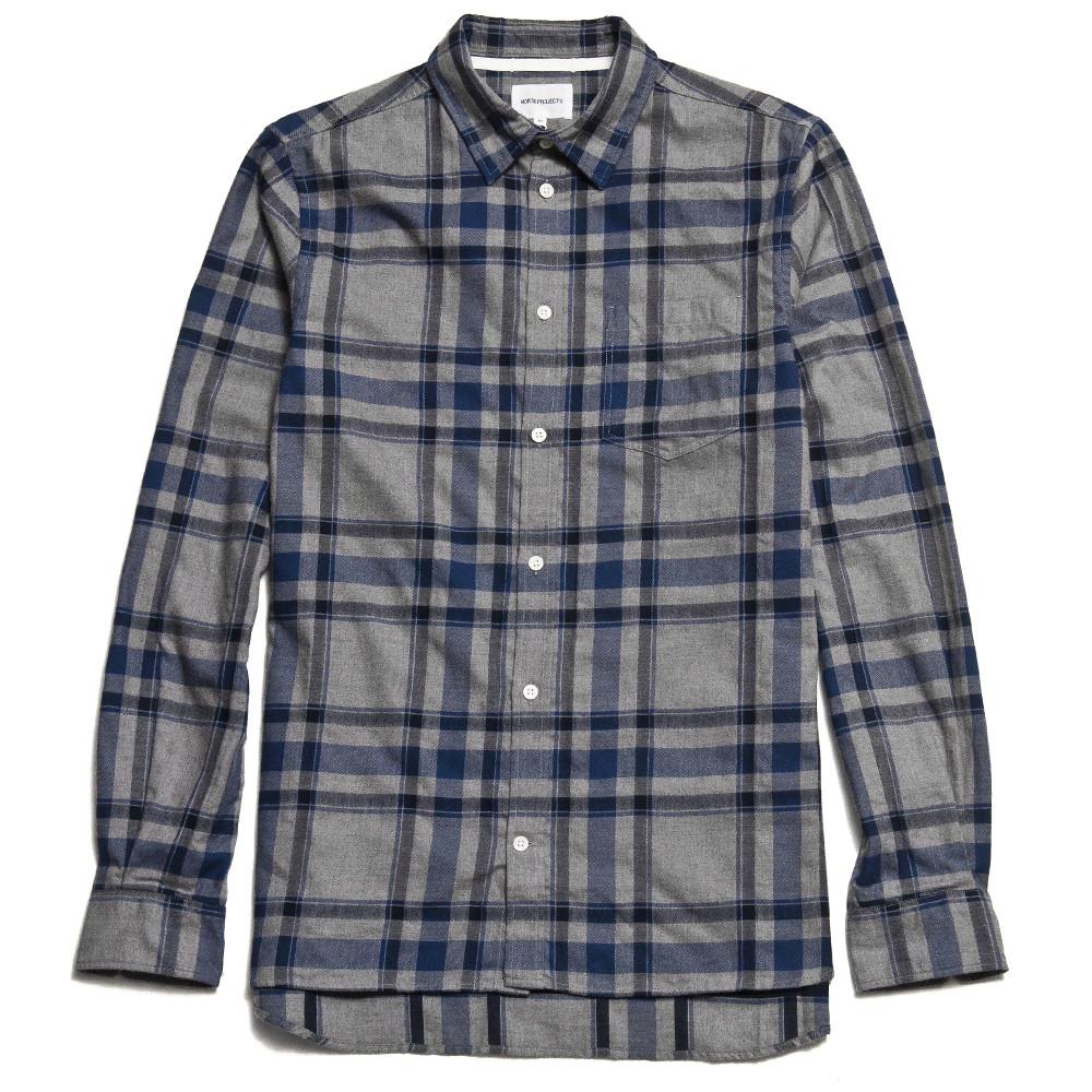 Norse Projects Hans Brushed Check Broken Grey at shoplostfound in Toronto, front