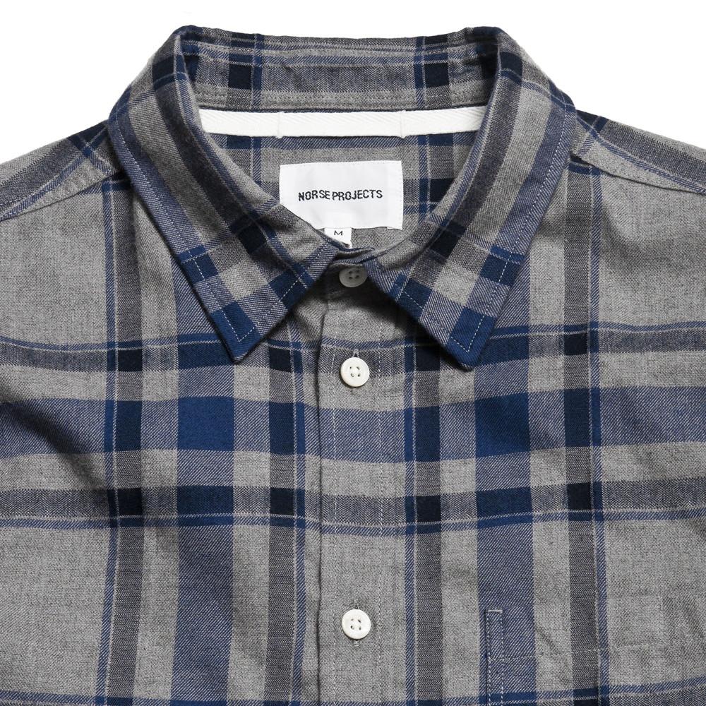 Norse Projects Hans Brushed Check Broken Grey at shoplostfound in Toronto, collar