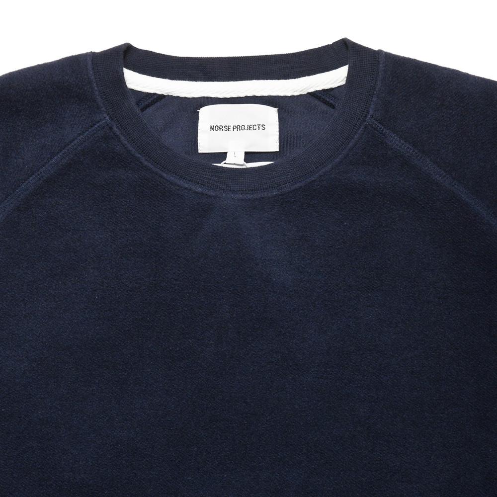 Norse Projects Ketel Solid Brushed Navy at shoplostfound, neck