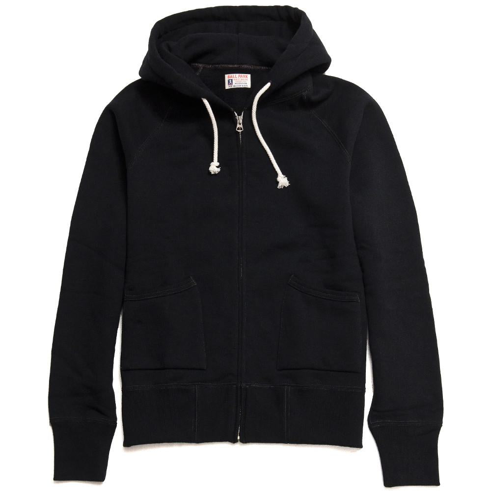 The Real McCoy’s Joe McCoy MC14112 Full Zip Hooded Sweat Black at shoplostfound in Toronto, front
