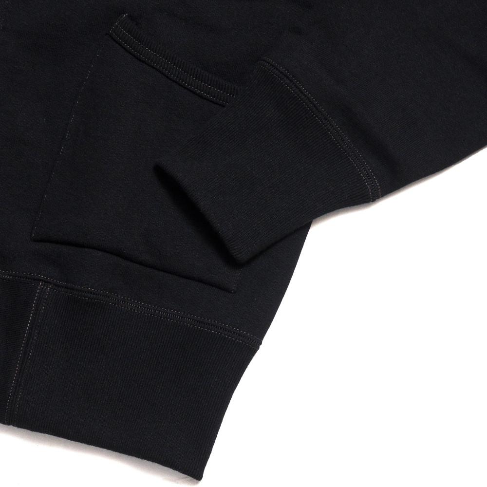 The Real McCoy’s Joe McCoy MC14112 Full Zip Hooded Sweat Black at shoplostfound in Toronto, hem and sleeve