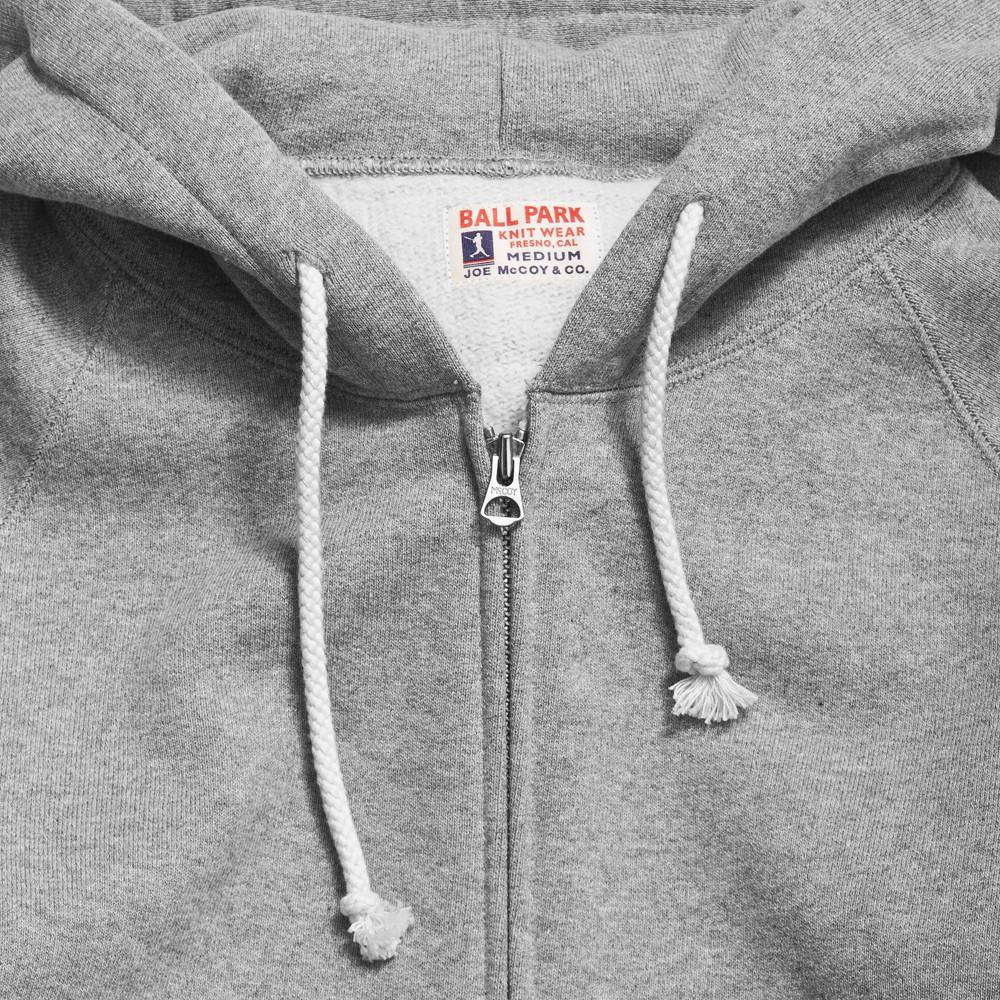 The Real McCoy’s Joe McCoy MC14112 Full Zip Hooded Sweat Grey at shoplostfound in Toronto, drawstrings and collar