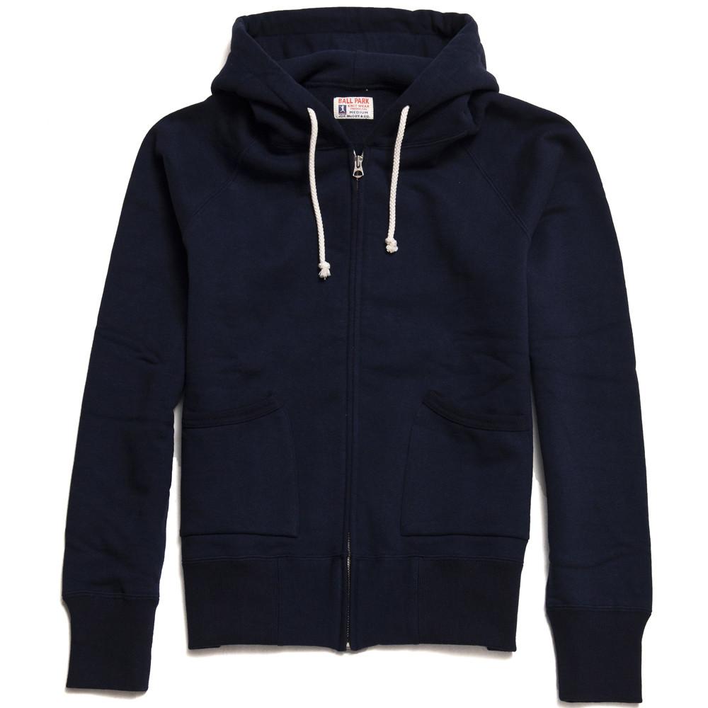 The Real McCoy’s Joe McCoy MC14112 Full Zip Hooded Sweat Navy at shoplostfound in Toronto, front
