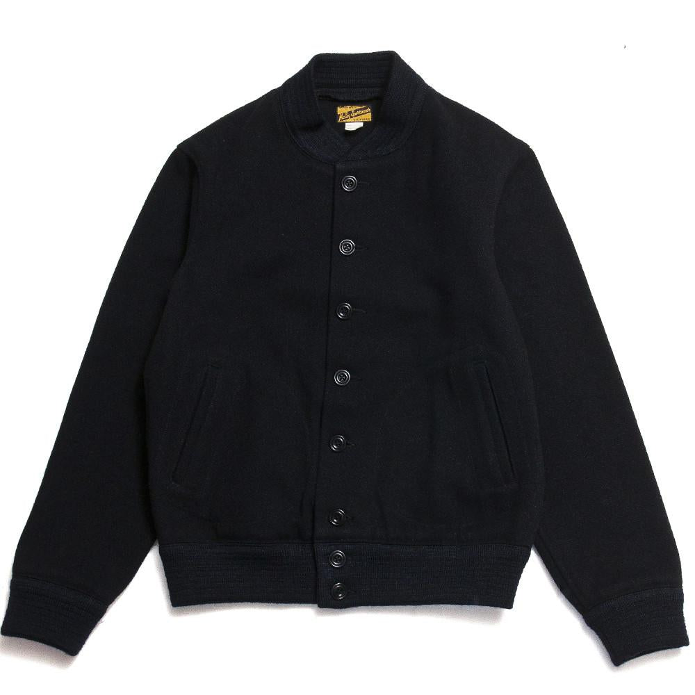 The Real McCoy’s MJ16143 Joe McCoy Wool Athletic Jacket Navy at shoplostfound in Toronto, front