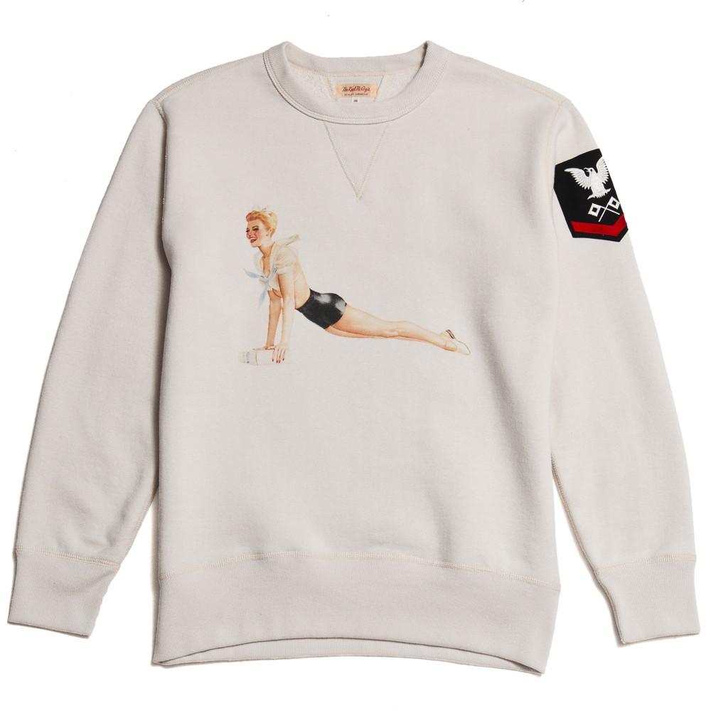 The Real McCoy’s Vargas Girl Sweatshirt Hello Sailor! Milk MV16202 at shoplostfound in Toronto, front
