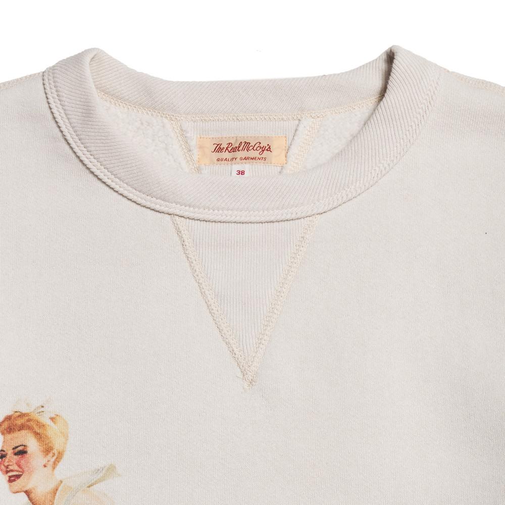 The Real McCoy’s Vargas Girl Sweatshirt Hello Sailor! Milk MV16202 at shoplostfound in Toronto, collar