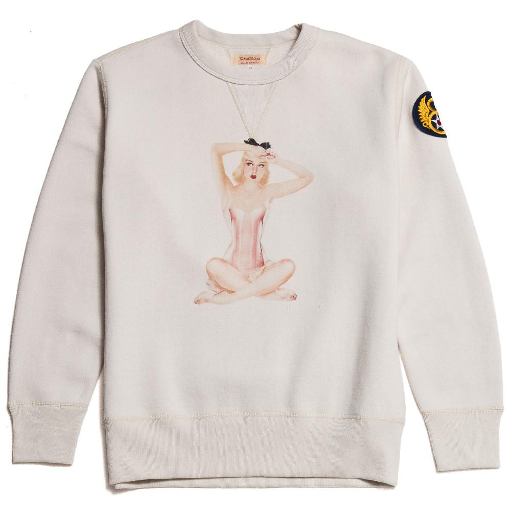 The Real McCoy’s Vargas Girl Sweatshirt Little Darling Milk MV16201 at shoplostfound in Toronto, front