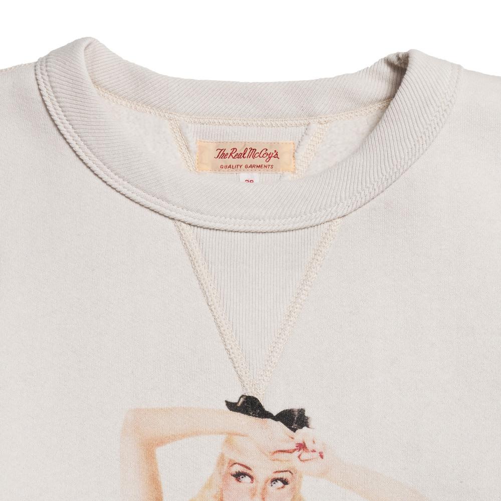 The Real McCoy’s Vargas Girl Sweatshirt Little Darling Milk MV16201 at shoplostfound in Toronto, collar