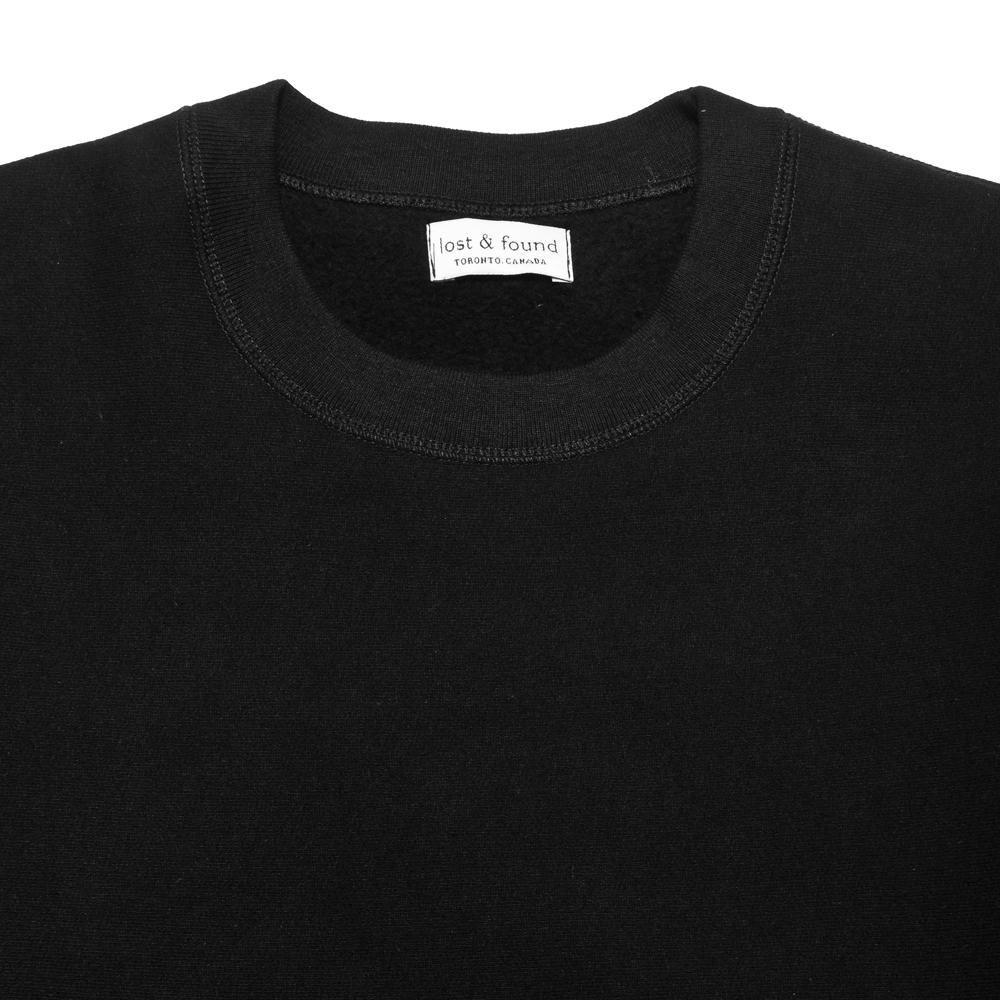 lost & found Gusset Crewneck Sweatshirt Black at shoplostfound, neck