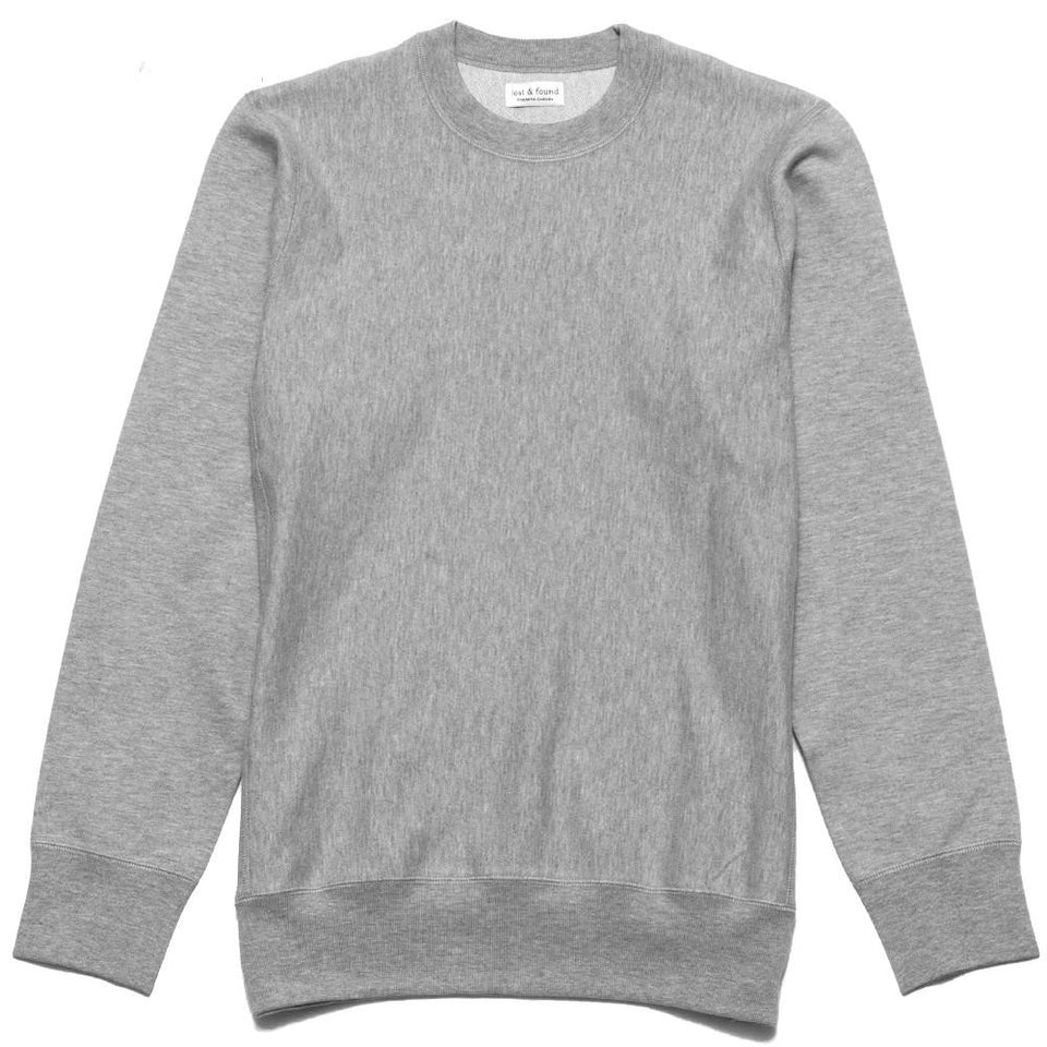 lost & found Mid Weight Gusset Crewneck Sweatshirt Grey at shoplostfound, front