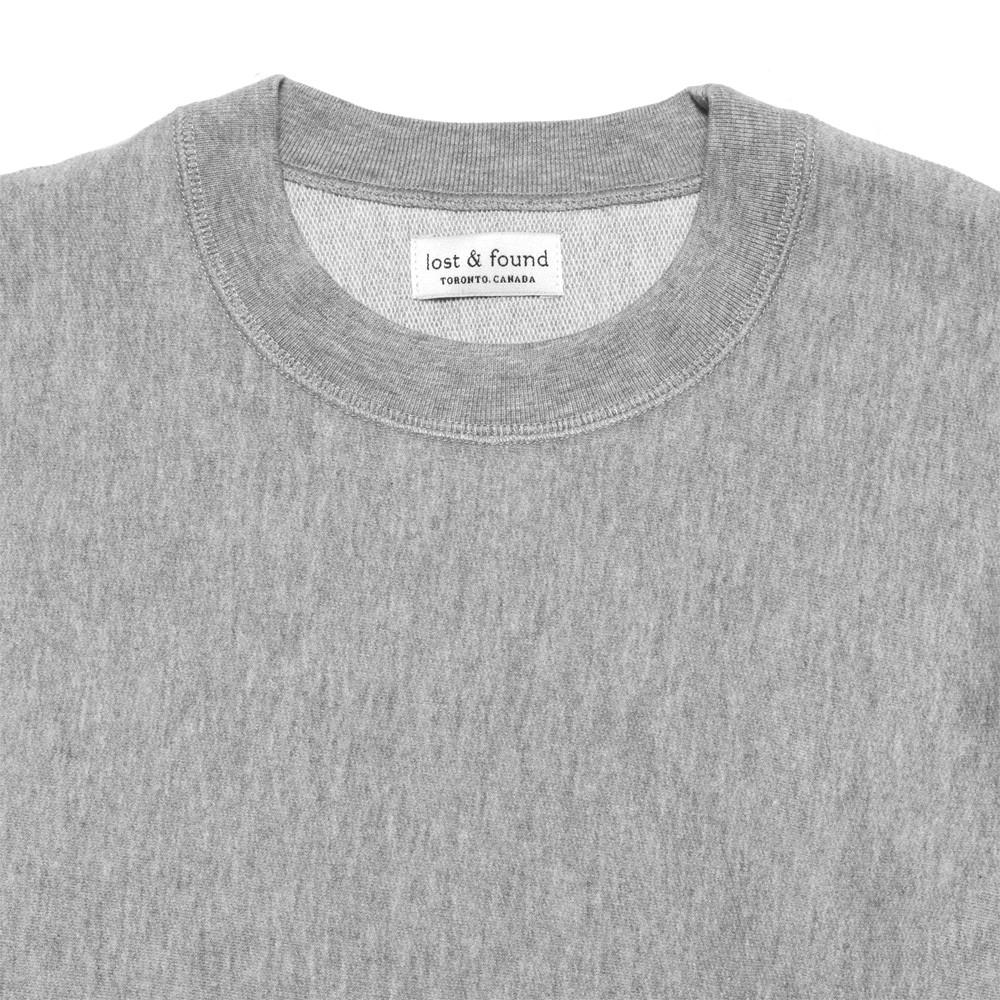 lost & found Mid Weight Gusset Crewneck Sweatshirt Grey at shoplostfound, neck