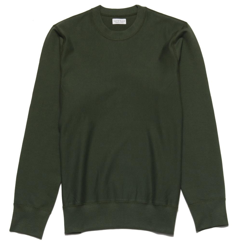 lost & found Mid Weight Gusset Crewneck Sweatshirt Olive at shoplostfound, front