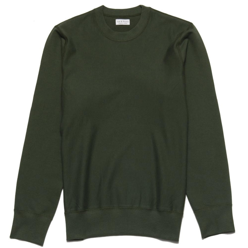 lost & found Mid Weight Gusset Crewneck Sweatshirt Olive at shoplostfound, front