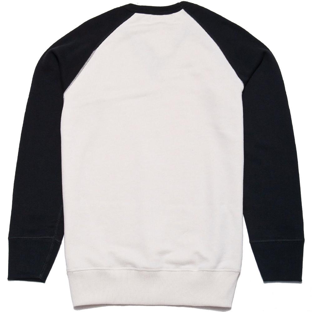 Merz B. Schwanen 342T Crewneck Raglan Contrast Sweatshirt Long Sleeve Natural/Charcoal at shoplostfound, back