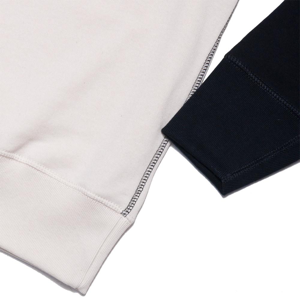 Merz B. Schwanen 342T Crewneck Raglan Contrast Sweatshirt Long Sleeve Natural/Charcoal at shoplostfound, detail